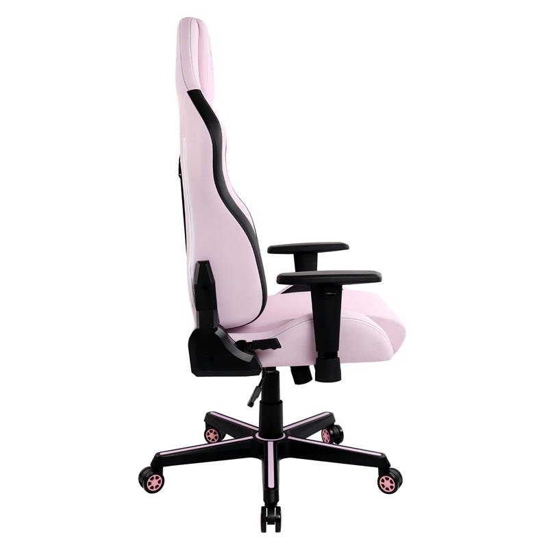 Pemberly Row Contemporary Pink Height Adjustable Gaming Chair