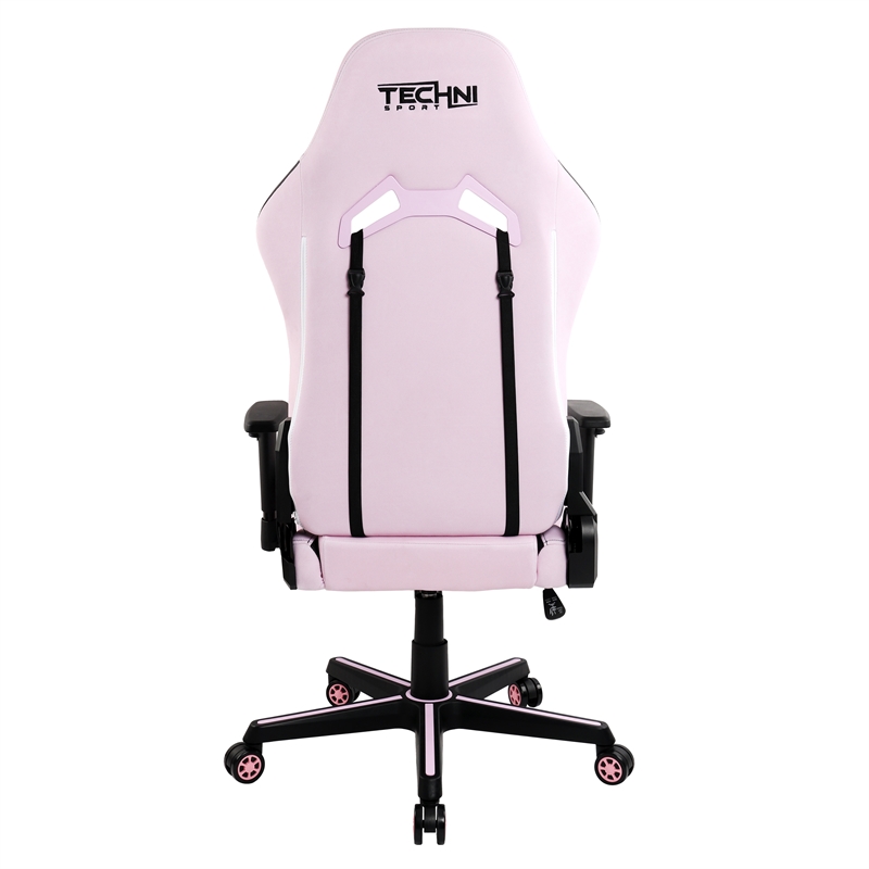 Pemberly Row Contemporary Pink Height Adjustable Gaming Chair