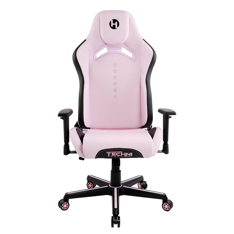 Pemberly Row Contemporary Pink Height Adjustable Gaming Chair