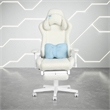 Pemberly Row Contemporary White Fuzzy Bunny Gaming Chair with Footrest