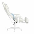 Pemberly Row Contemporary White Fuzzy Bunny Gaming Chair with Footrest