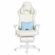 Pemberly Row Contemporary White Fuzzy Bunny Gaming Chair with Footrest