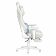 Pemberly Row Contemporary White Fuzzy Bunny Gaming Chair with Footrest
