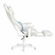 Pemberly Row Contemporary White Fuzzy Bunny Gaming Chair with Footrest