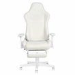 Pemberly Row Contemporary White Fuzzy Bunny Gaming Chair with Footrest