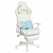 Pemberly Row Contemporary White Fuzzy Bunny Gaming Chair with Footrest