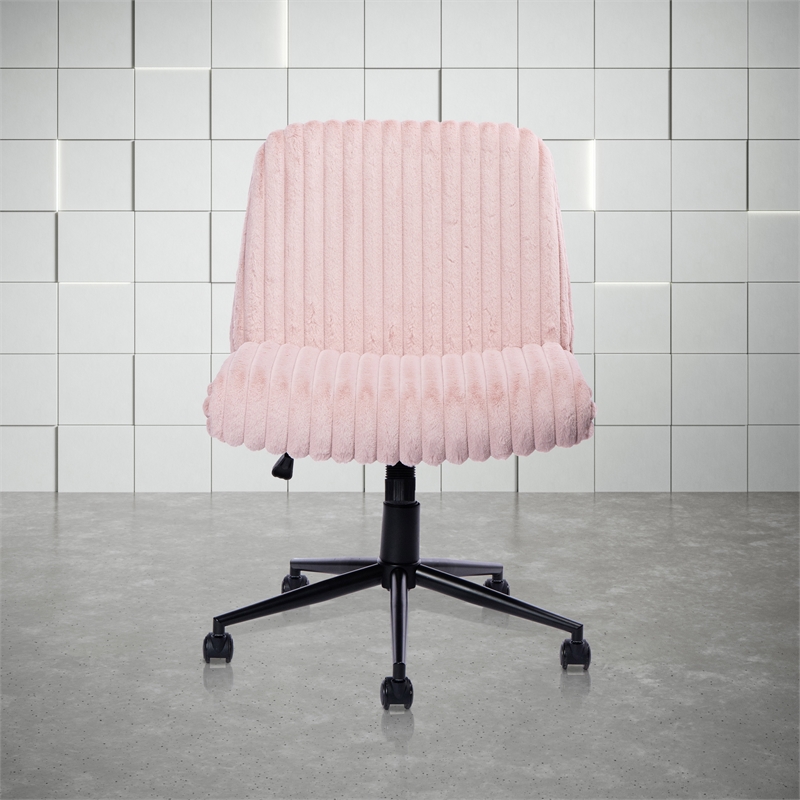 Pemberly Row Soft & Luxurious Plush Material Pink Criss Cross Chair