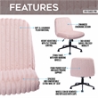 Pemberly Row Soft & Luxurious Plush Material Pink Criss Cross Chair