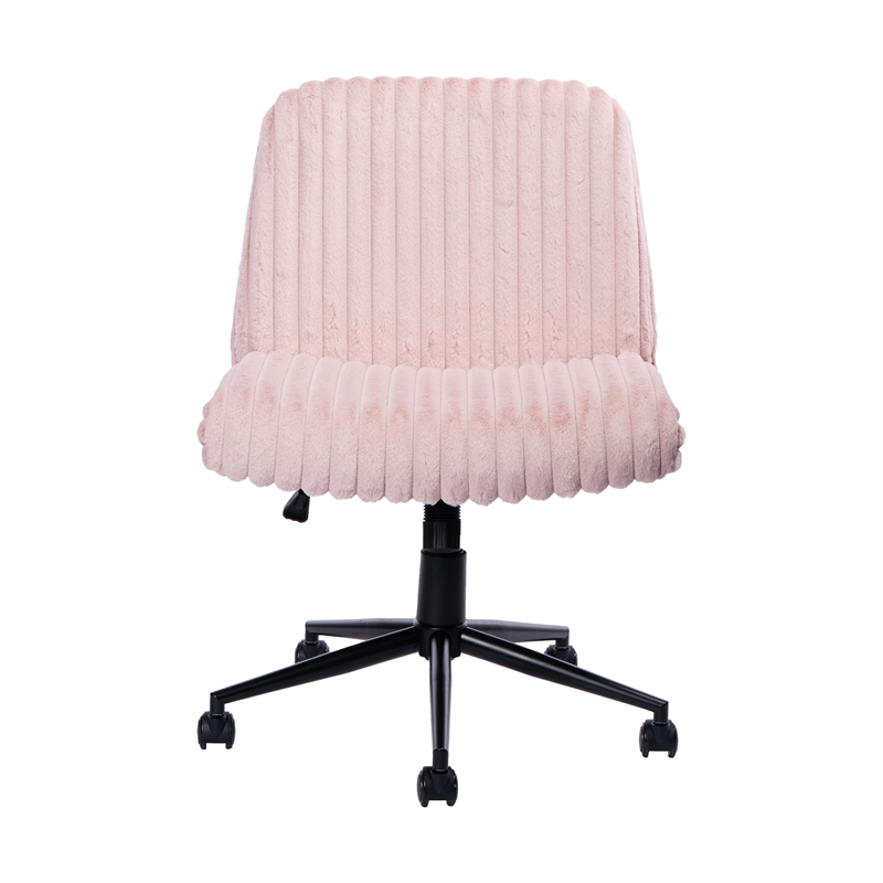 Pemberly Row Soft & Luxurious Plush Material Pink Criss Cross Chair
