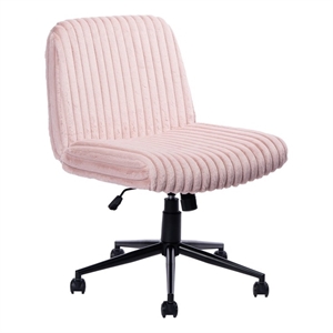 Pemberly Row Soft & Luxurious Plush Material Pink Criss Cross Chair