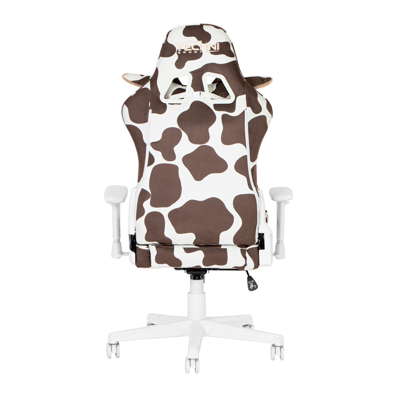 Pemberly Row Contemporary Brown COW Pattern Printed Gaming Chair