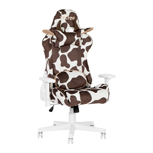 Pemberly Row Contemporary Brown COW Pattern Printed Gaming Chair