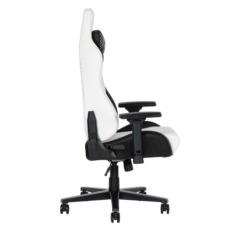 Pemberly Row Contemporary White Gaming Chair with Magnetic Neck Pillow