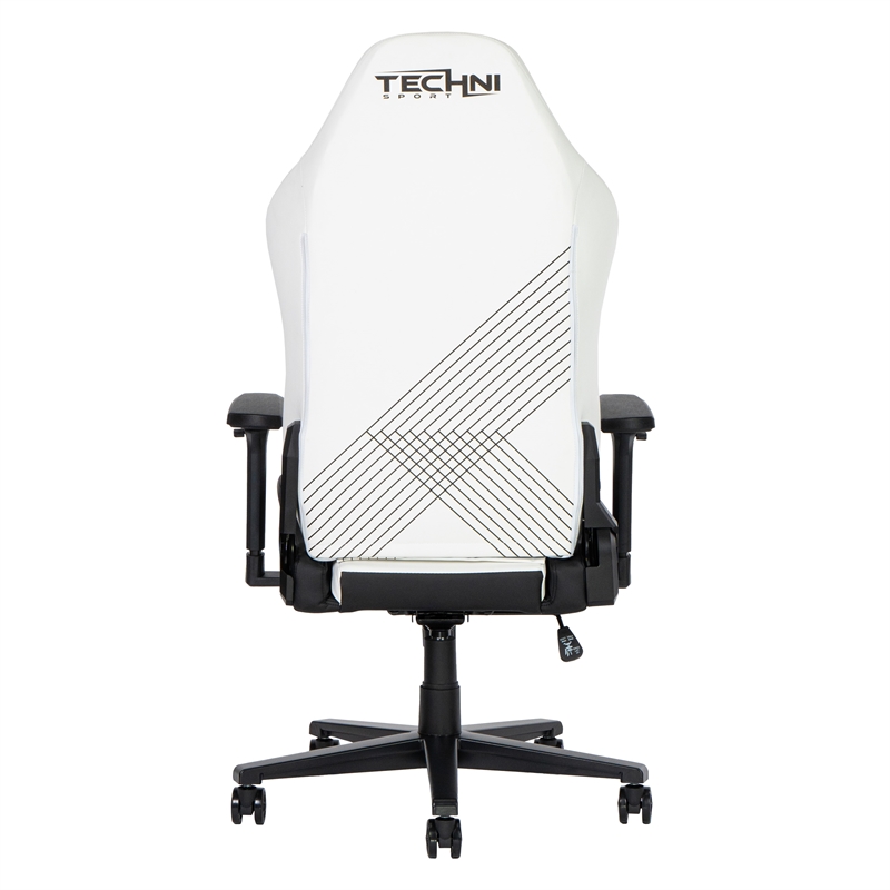Pemberly Row Contemporary White Gaming Chair with Magnetic Neck Pillow