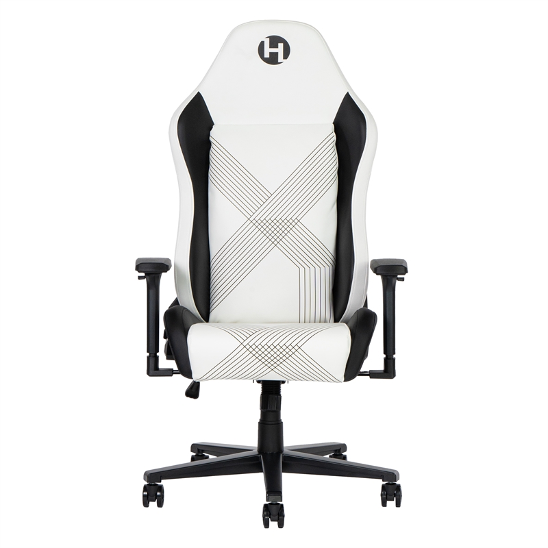 Pemberly Row Contemporary White Gaming Chair with Magnetic Neck Pillow