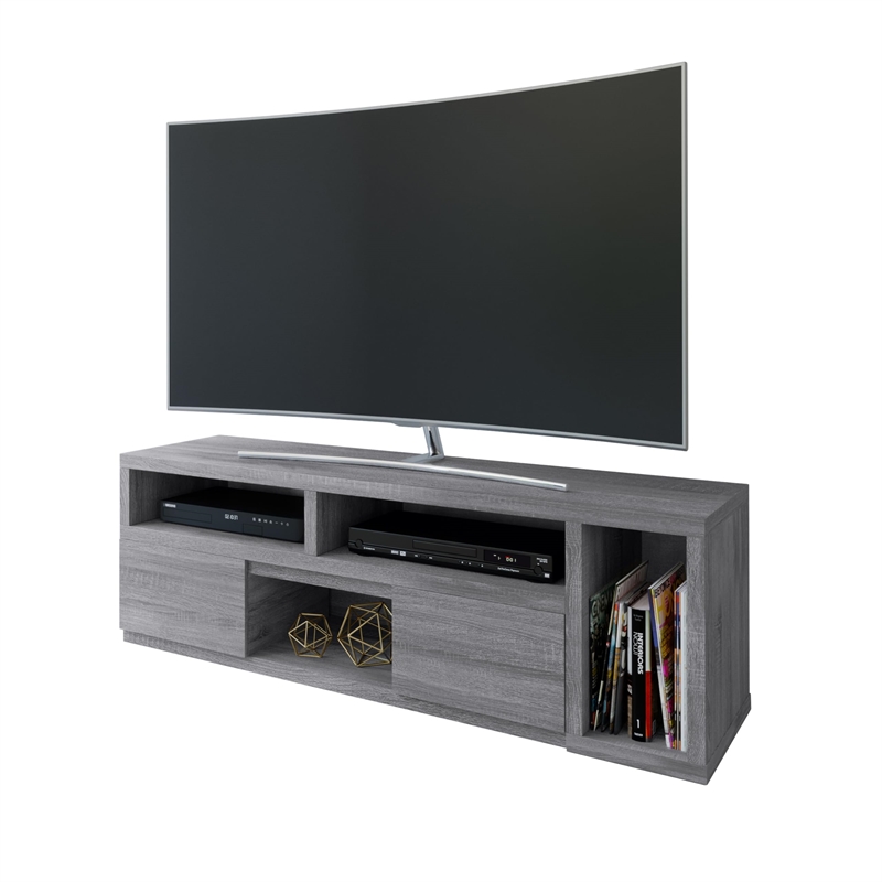 Pemberly Row Contemporary Adjustable TV Stand Console for TV's up to 65