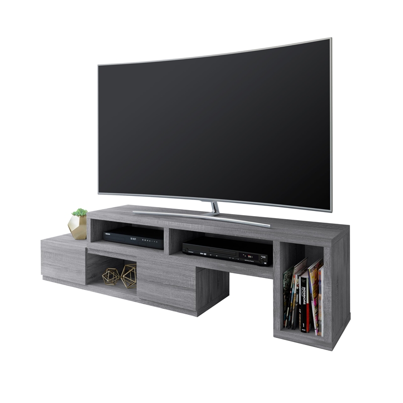 Pemberly Row Contemporary Adjustable TV Stand Console for TV's up to 65