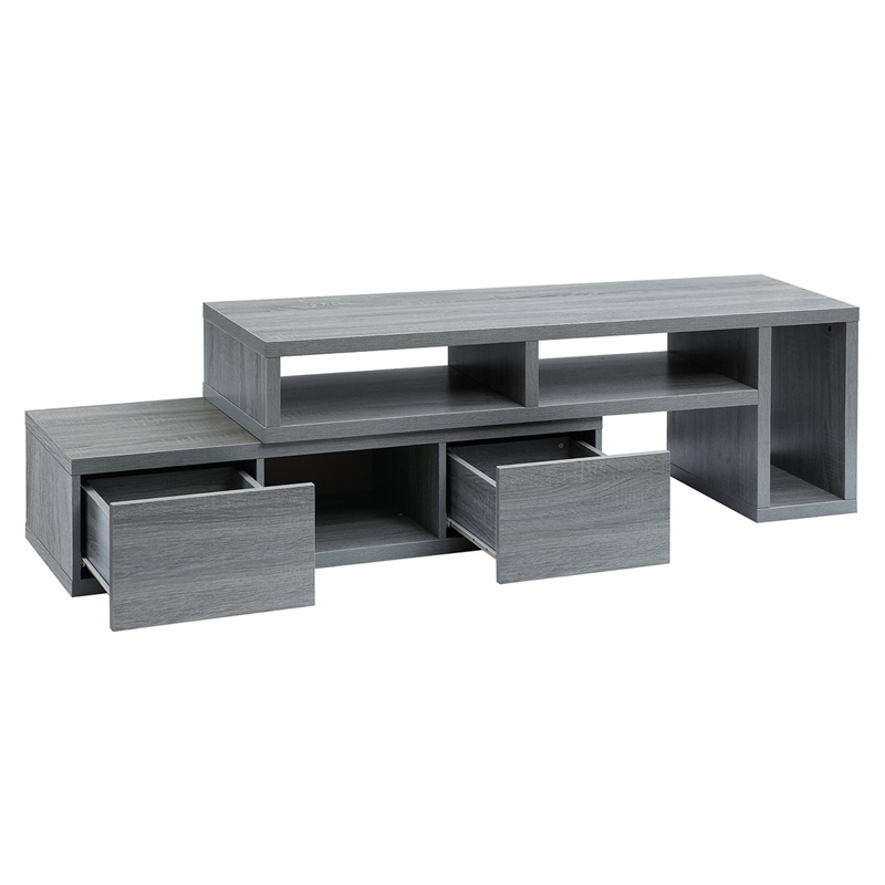 Pemberly Row Contemporary Adjustable TV Stand Console for TV's up to 65