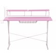 Pemberly Row Carbon Laminated Computer Gaming Desk with Shelves - Pink/White