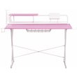 Pemberly Row Carbon Laminated Computer Gaming Desk with Shelves - Pink/White