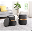 Pemberly Row Modern Fabric Storage Ottoman in Gray/Brushed Gold