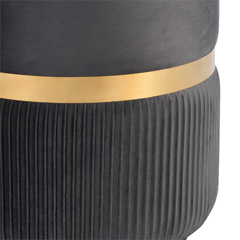 Pemberly Row Modern Fabric Storage Ottoman in Gray/Brushed Gold