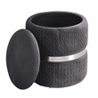 Pemberly Row Modern Fabric Storage Ottoman in Gray/Brushed Silver