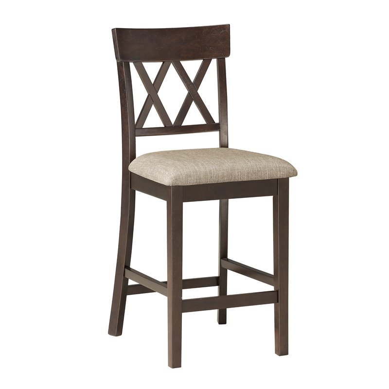 Pemberly Row Counter Height Wood Crossback Dining Chair Set in Brown (Set of 6)