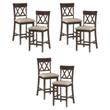 Pemberly Row Counter Height Wood Crossback Dining Chair Set in Brown (Set of 6)