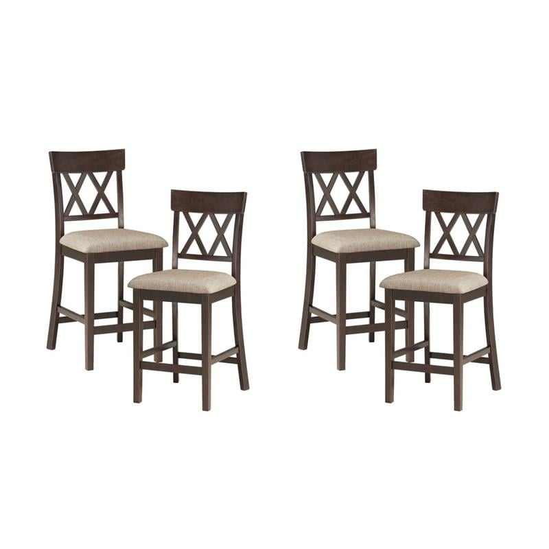 Pemberly Row Counter Height Wood Crossback Dining Chair Set in Brown (Set of 4)