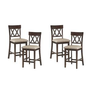 Pemberly Row Counter Height Wood Crossback Dining Chair Set in Brown (Set of 4)