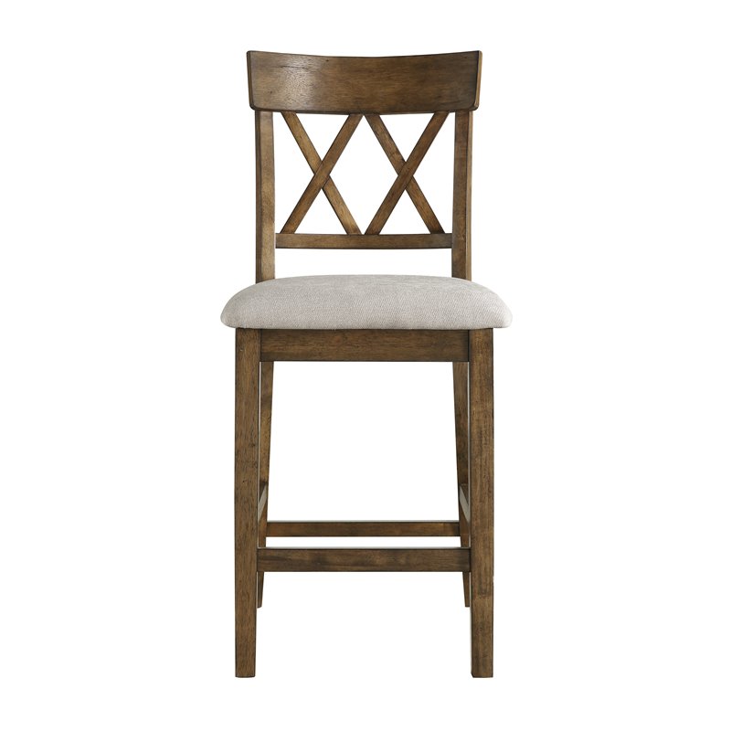 Pemberly Row Counter Height Wood Crossback Dining Chair Set in Oak (Set of 6)