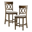 Pemberly Row Counter Height Wood Crossback Dining Chair Set in Oak (Set of 4)