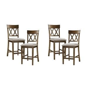 Pemberly Row Counter Height Wood Crossback Dining Chair Set in Oak (Set of 4)