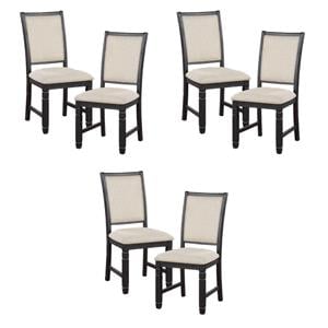 Pemberly Row 19.5&quot Fabric Dining Room Side Chair in Beige/Black (Set of 6)
