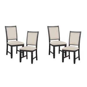 Pemberly Row 19.5&quot Fabric Dining Room Side Chair in Beige/Black (Set of 4)