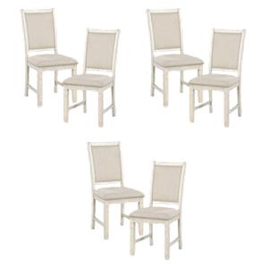 Pemberly Row 19.5&quot Fabric Dining Room Side Chair in Beige/White (Set of 6)