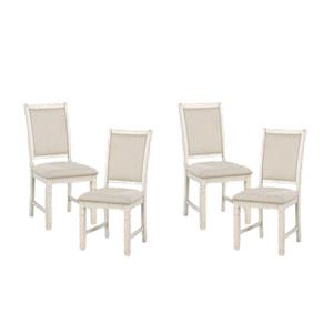 Pemberly Row 19.5&quot Fabric Dining Room Side Chair in Beige/White (Set of 4)