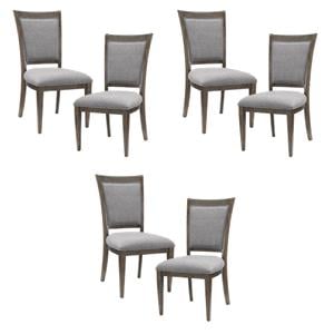 Pemberly Row 19&quot Fabric Dining Room Side Chair in Gray/Brown (Set of 6)