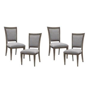 Pemberly Row 19&quot Fabric Dining Room Side Chair in Gray/Brown (Set of 4)
