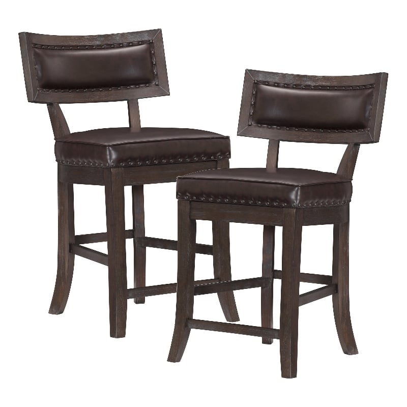Pemberly Row Faux Leather Counter Height Dining Chair in Espresso (Set of 6)