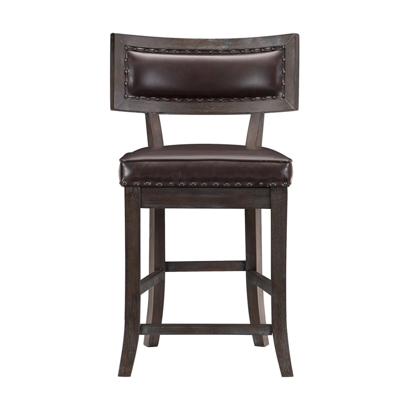 Pemberly Row Faux Leather Counter Height Dining Chair in Espresso (Set of 6)