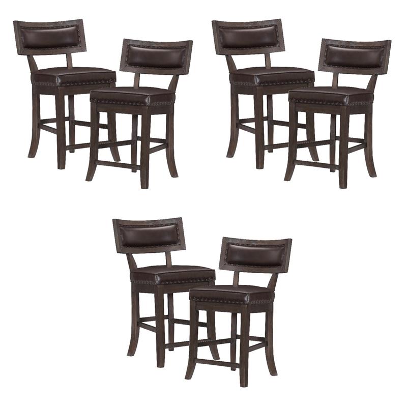 Pemberly Row Faux Leather Counter Height Dining Chair in Espresso (Set of 6)