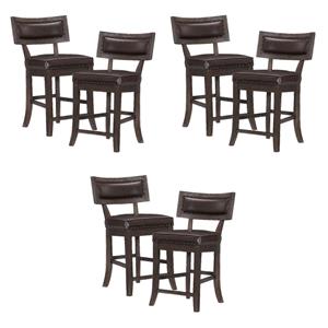 Pemberly Row Faux Leather Counter Height Dining Chair in Espresso (Set of 6)