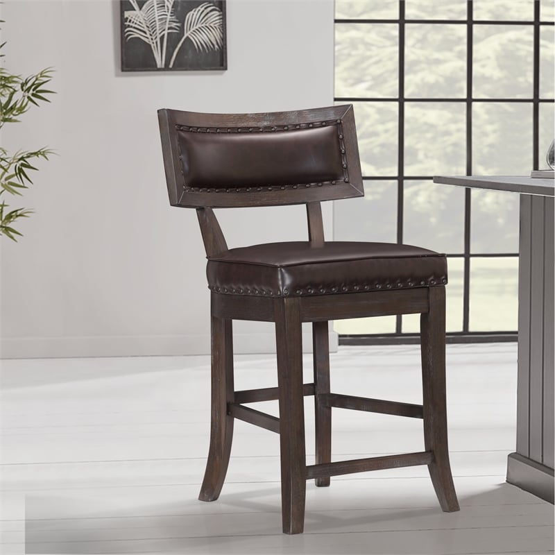 Pemberly Row Faux Leather Counter Height Dining Chair in Espresso (Set of 4)