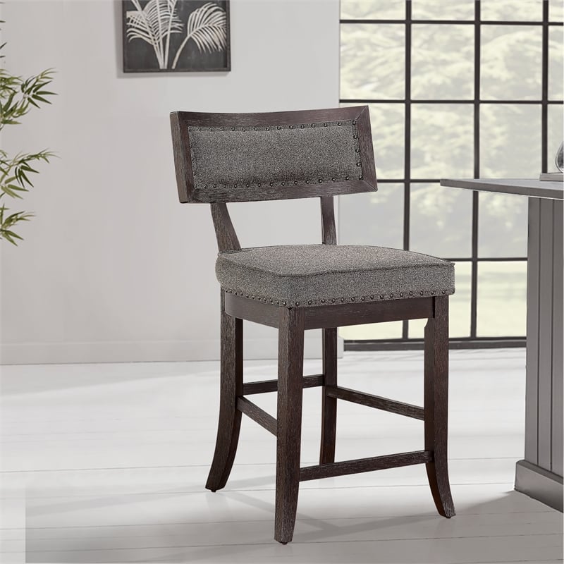Pemberly Row Counter Height Dining Chair in Gray fabric (Set of 6)
