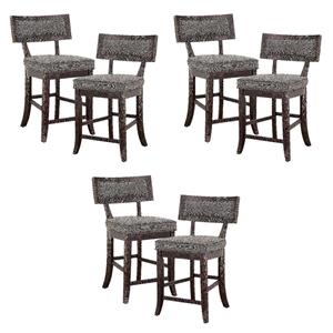 Pemberly Row Counter Height Dining Chair in Gray fabric (Set of 6)