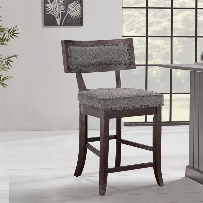 Pemberly Row Counter Height Dining Chair in Gray fabric (Set of 4)