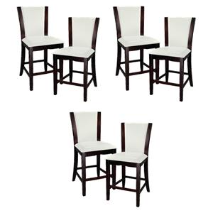 Pemberly Row Counter Height Dining Chair in White Faux Leather (Set of 6)