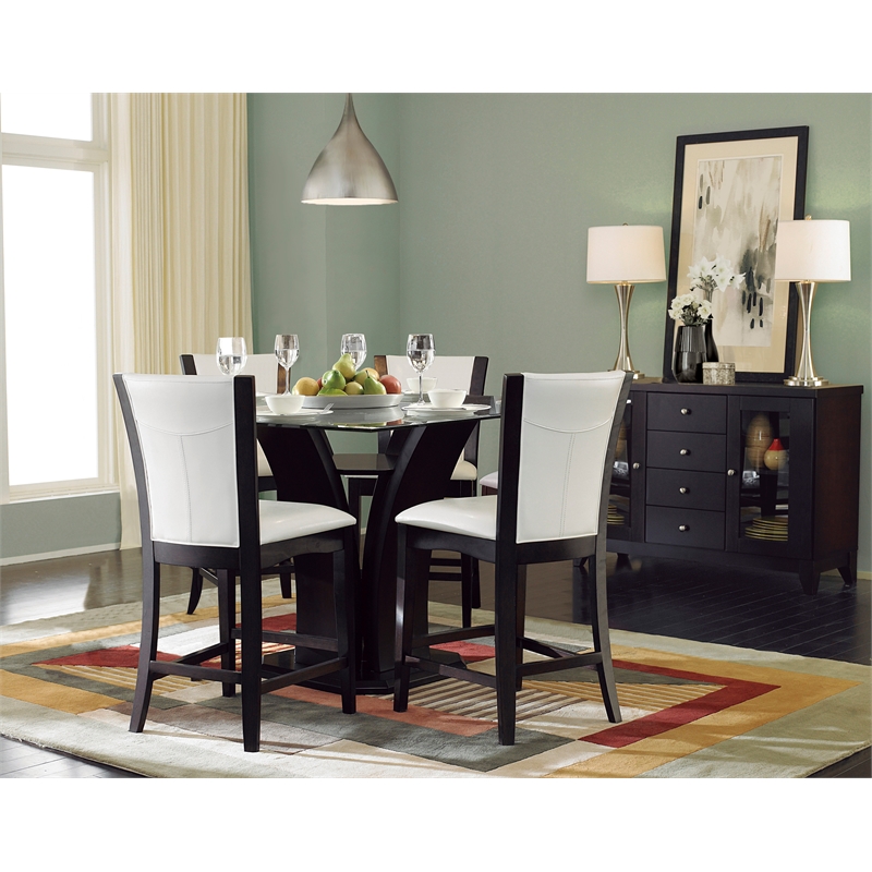 Pemberly Row Counter Height Dining Chair in White Faux Leather (Set of 4)